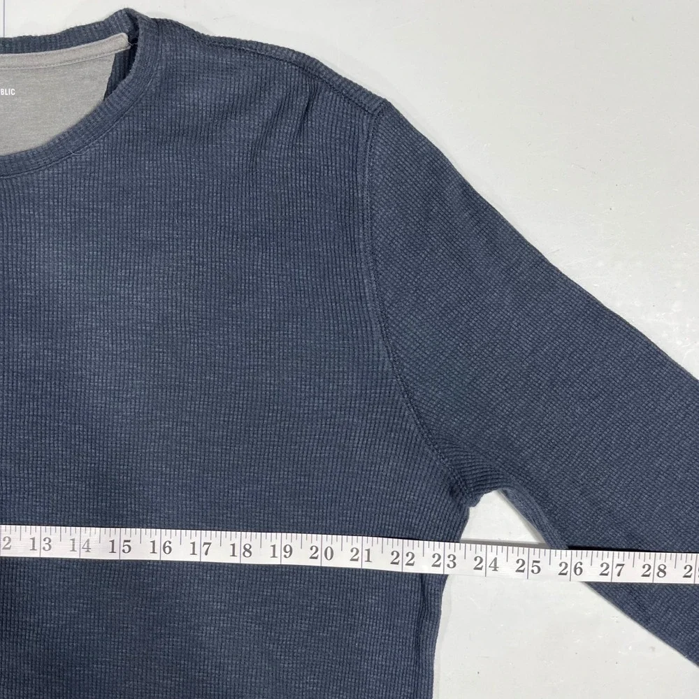 Banana Republic Navy Grunge Y2K Waffle Knit Thermal Long Sleeve Shirt Mens Large